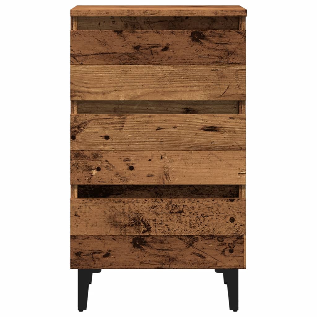 Krevetni ormarić s metalnim nogama staro drvo 40x35x69 cm