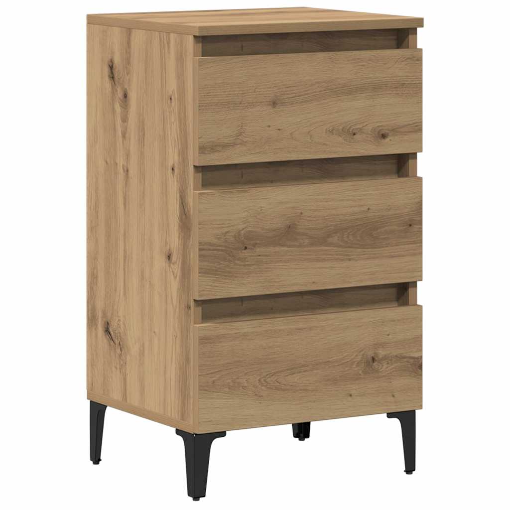 Krevetni ormarić s metalnim nogama Artisan hrast 40x35x69 cm