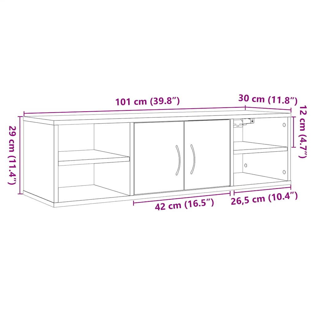 Zidni ormarić staro drvo 101x30x29 cm konstruirano drvo
