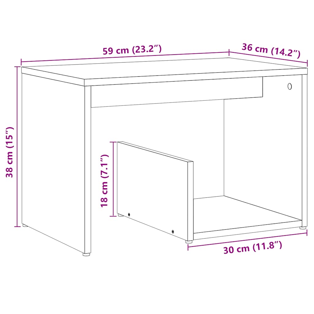 Pomoćni stol staro drvo 59x36x38 cm konstruirano drvo