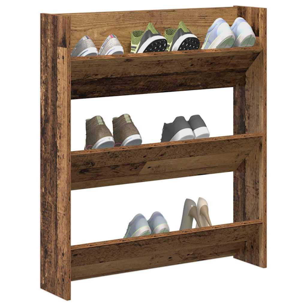 Zidni ormarić za cipele staro drvo 80x18x90cm konstruirano drvo