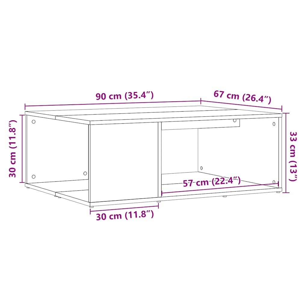 Stol za kavu Artisan hrast 90x67x33 cm Konstruirano drvo
