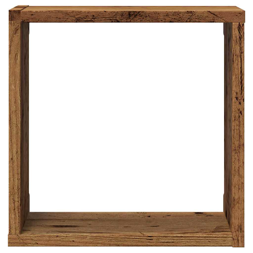 Kockaste zidne police 2 kom boja staro drvo 30x15x30 cm drvene