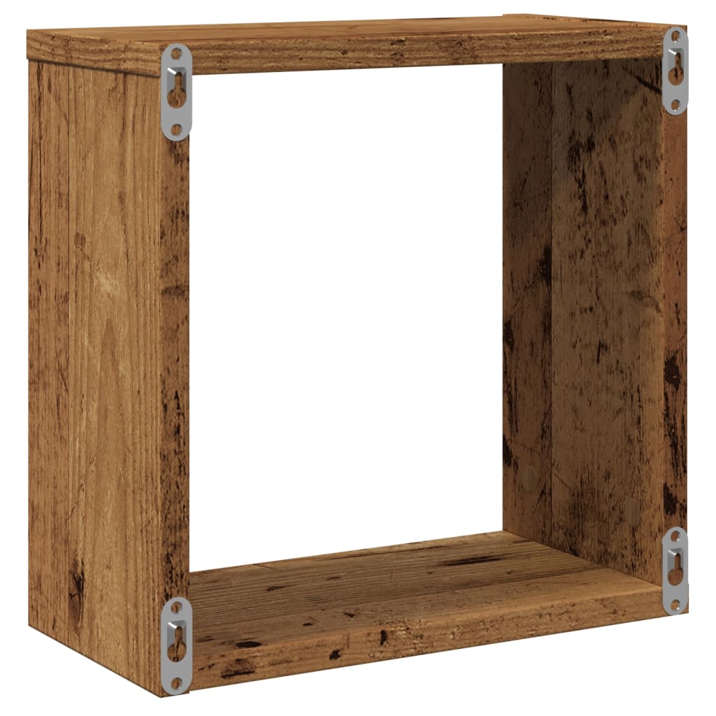 Kockaste zidne police 4 kom boja staro drvo 30x15x30 cm drvene