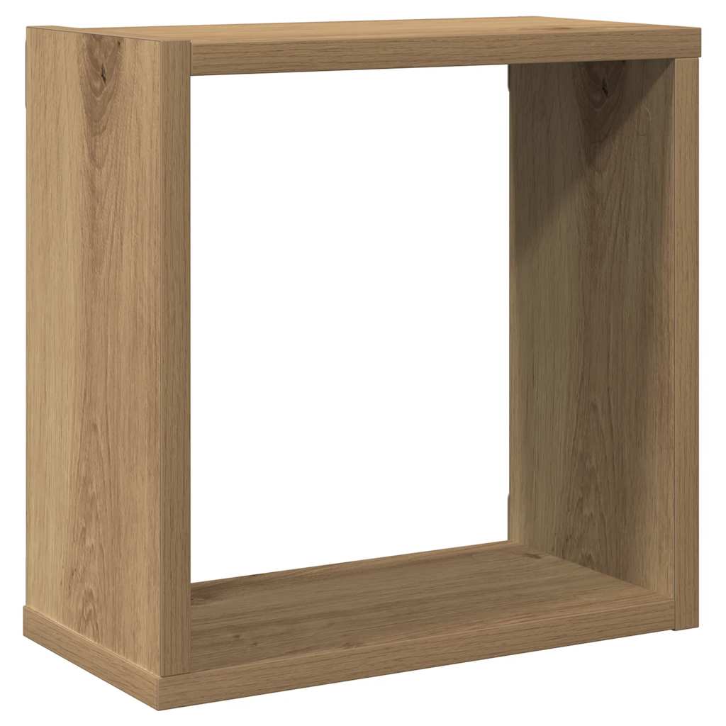 Kockaste zidne police 2 kom boja hrasta 30x15x30 cm drvene