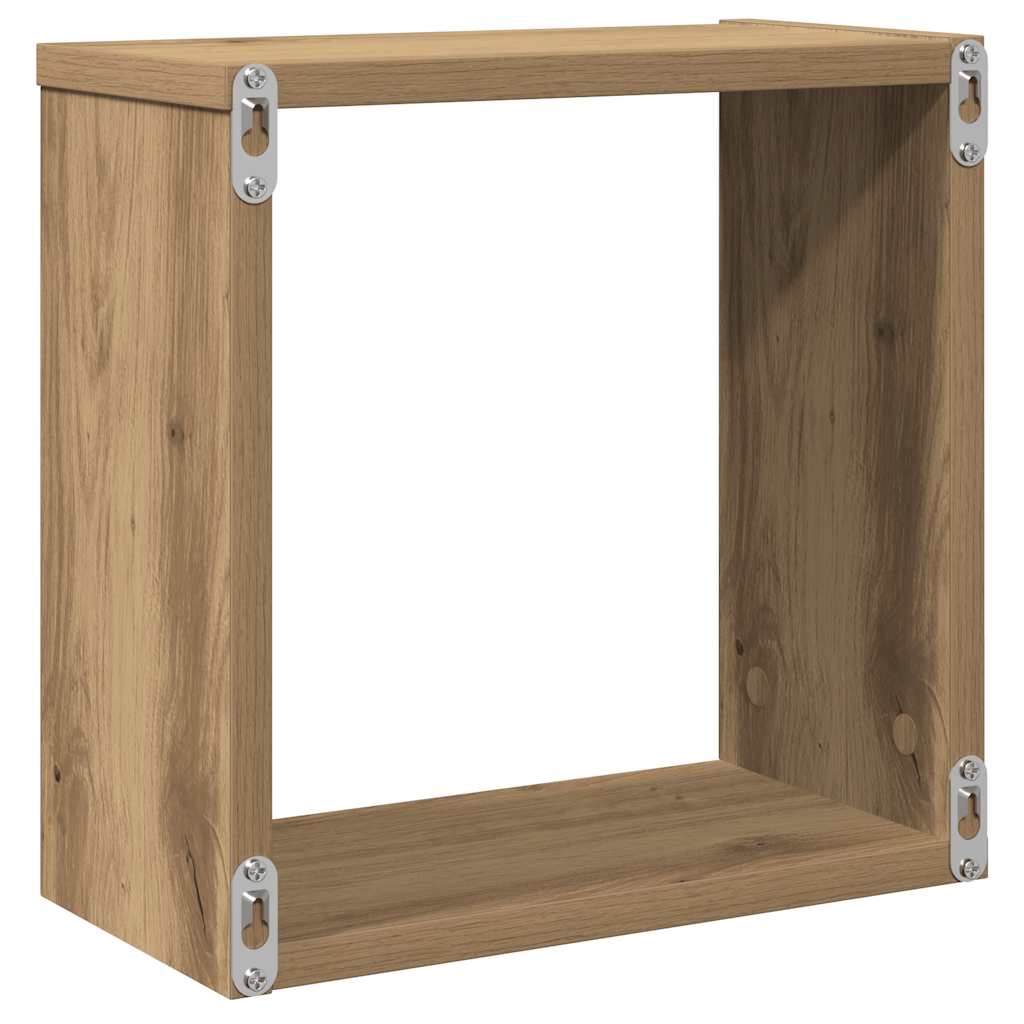 Kockaste zidne police 2 kom boja hrasta 30x15x30 cm drvene