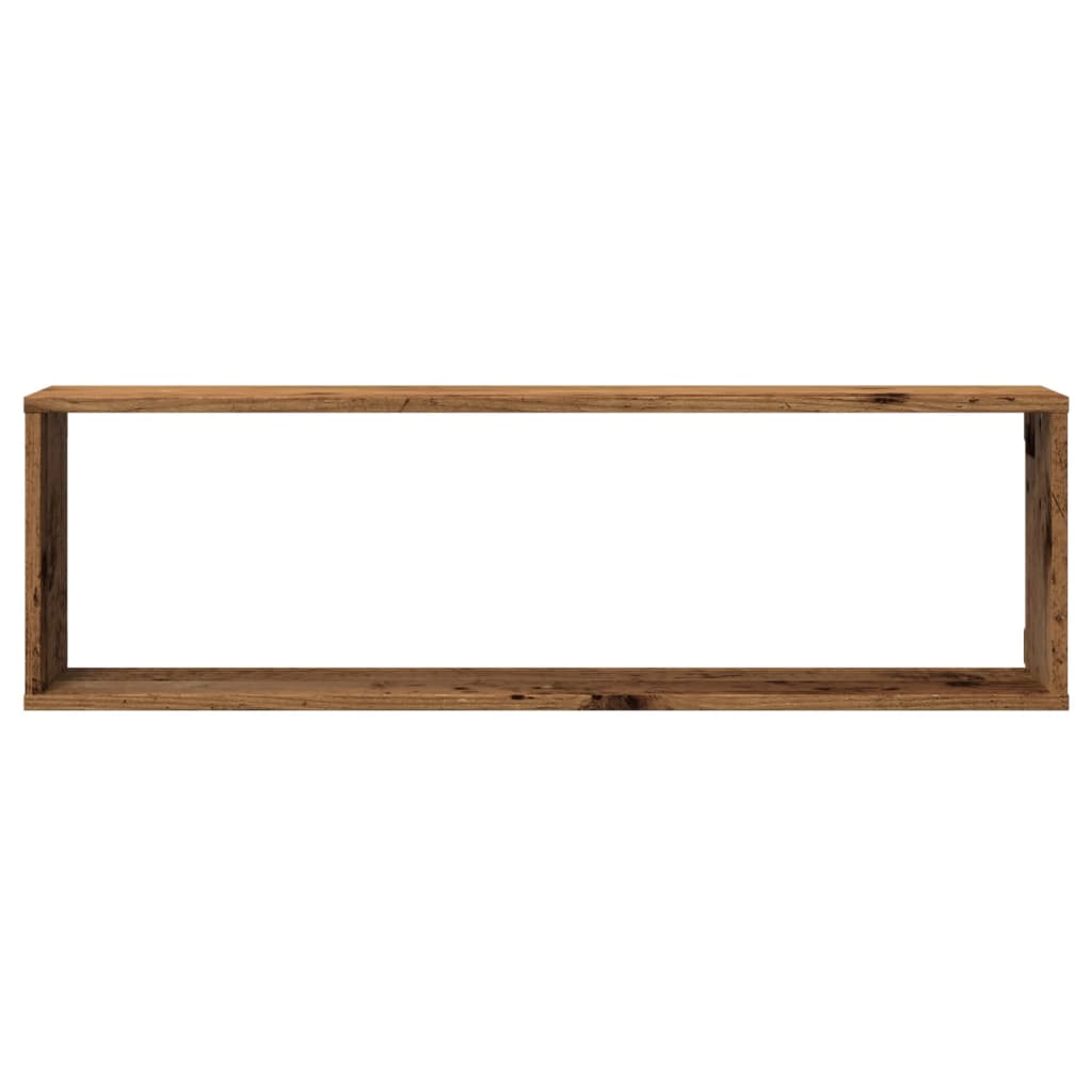 Kockaste zidne police 4 kom boja staro drvo 100x15x30 cm drvene