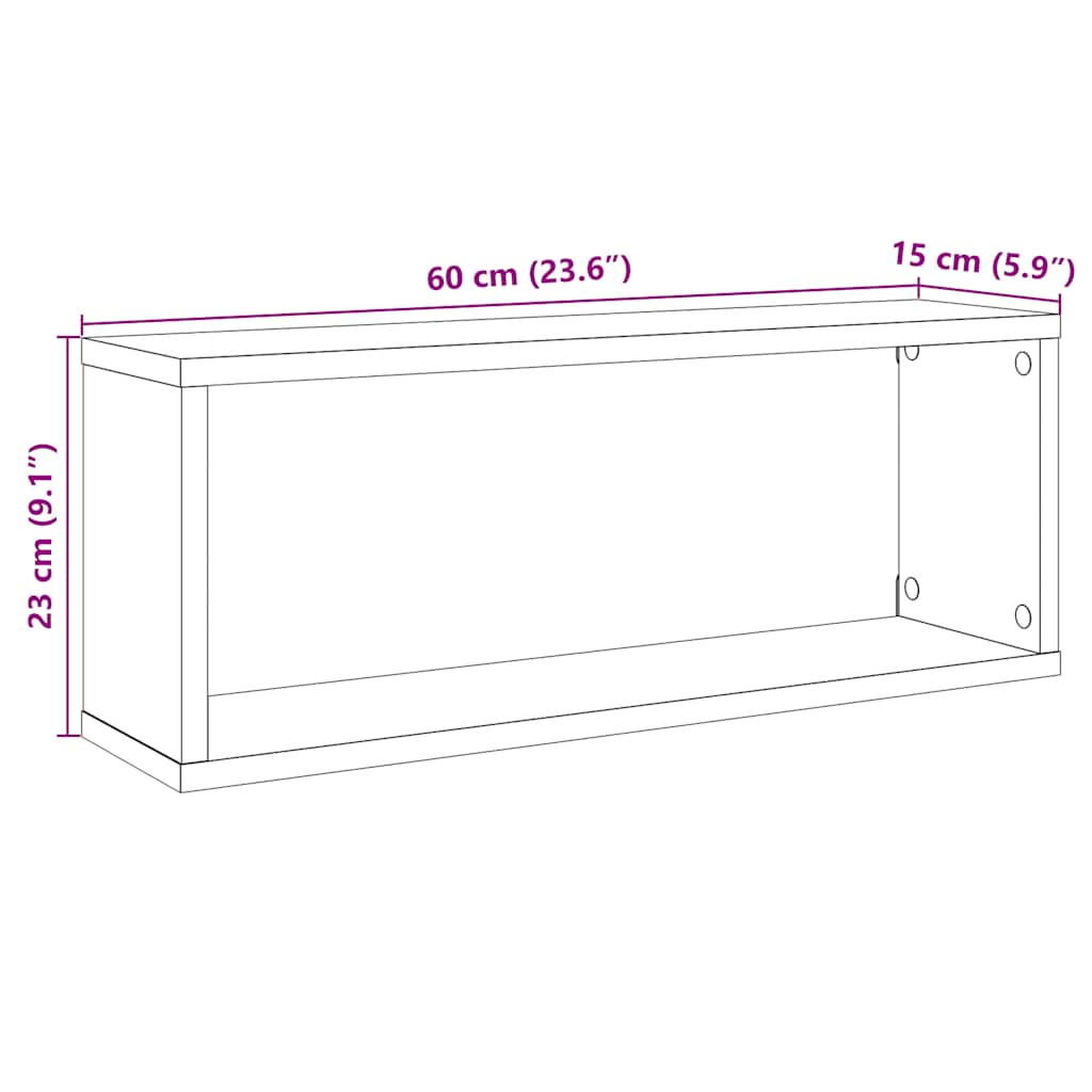 Zidne kockaste police 6 kom Staro drvo 60x15x23 cm