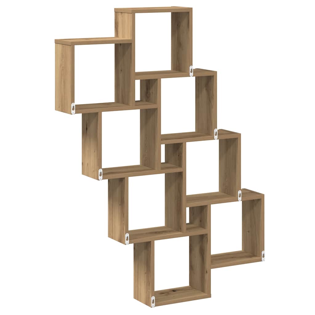 Zidna kockasta polica Artisan hrast 90x15x119,5 cm