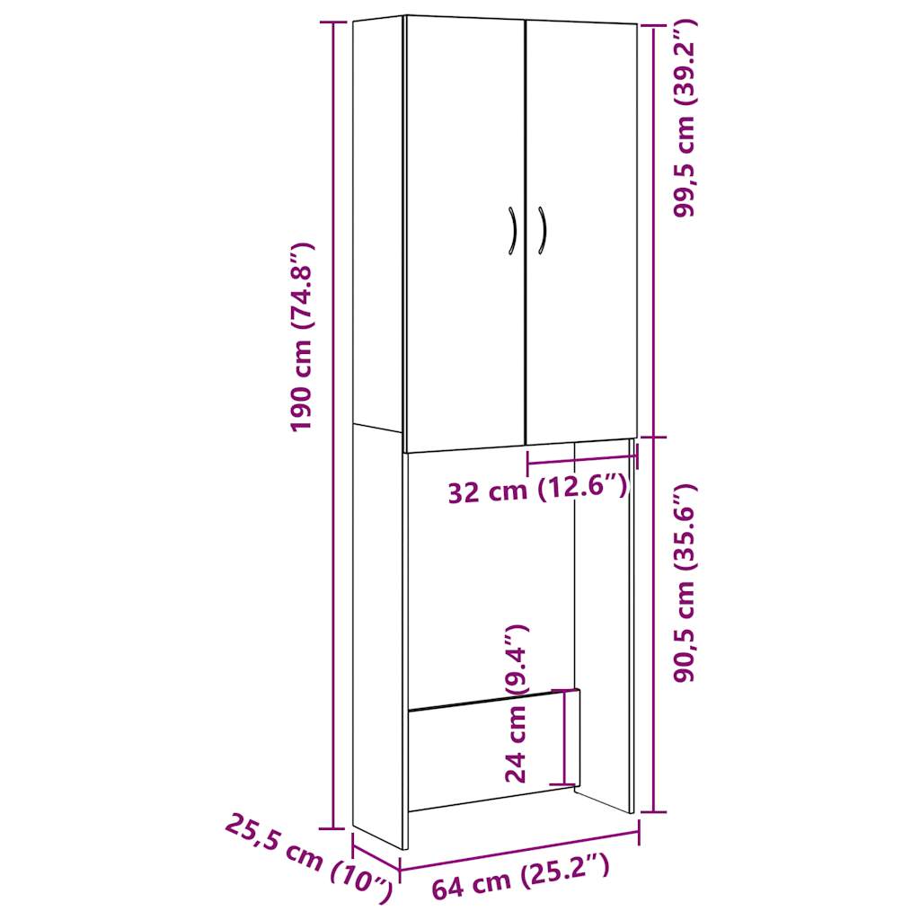 Ormar za perilicu rublja staro drvo 64x25,5x190 cm