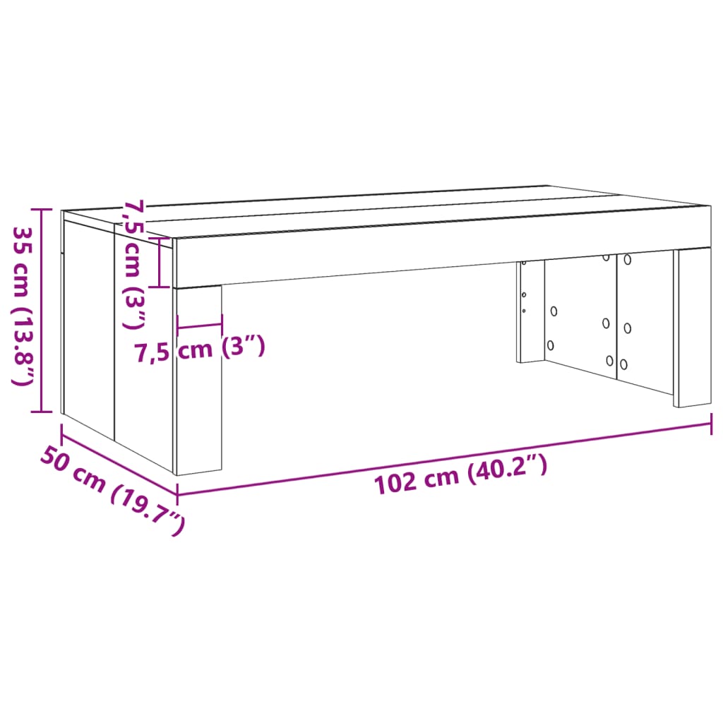 Stolić za kavu boja hrasta 102 x 50 x 35 cm konstruirano drvo
