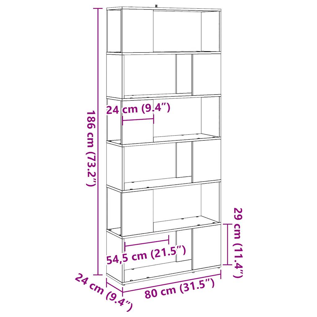 Ormar za knjige/Sobna pregrada staro drvo 80x24x186 cm