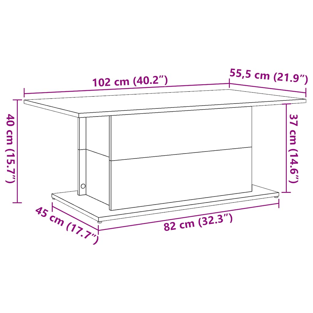 Stol za kavu staro drvo 102x55,5x40 cm konstruirano drvo