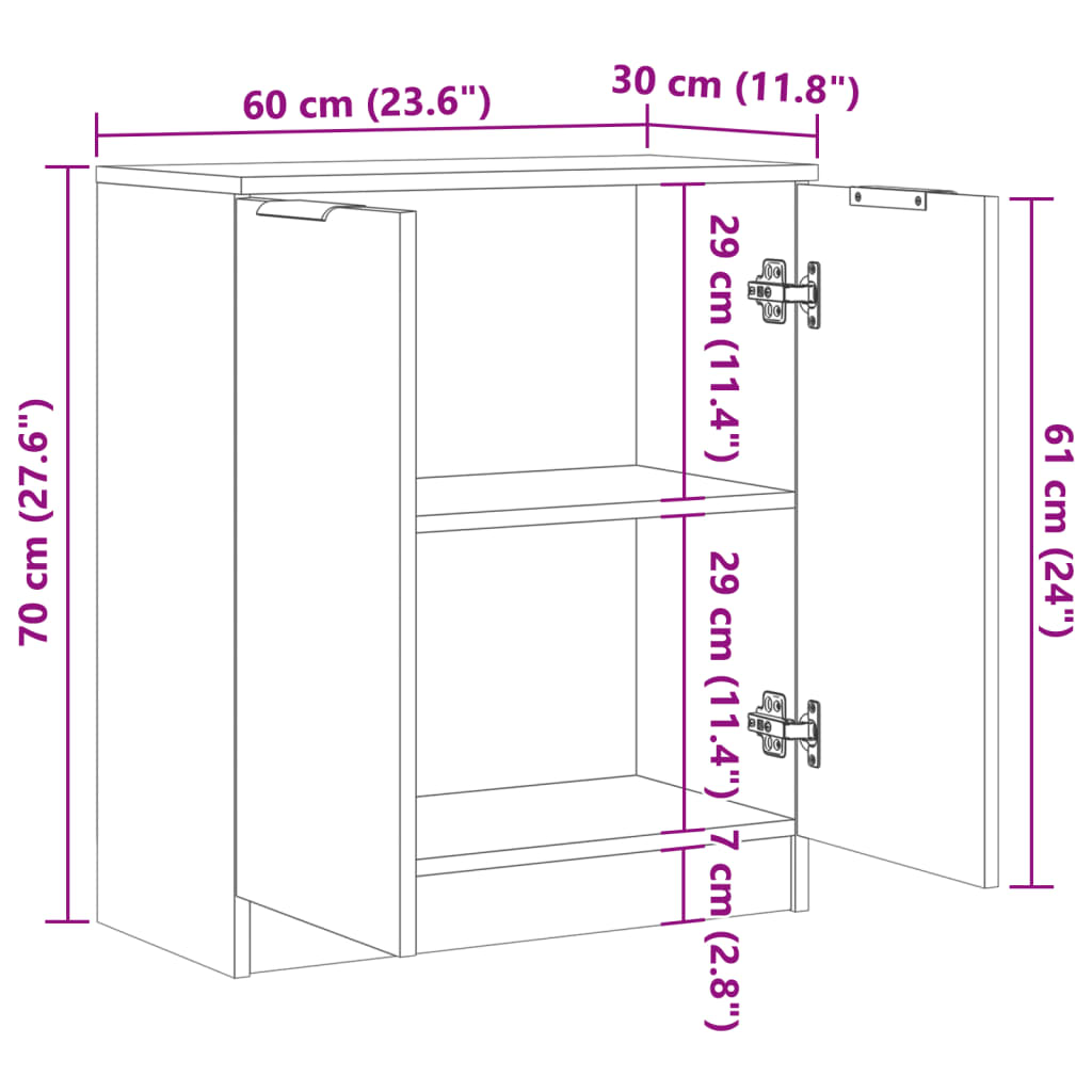 Komoda boja starog drva 60 x 30 x 70 cm od konstruiranog drva
