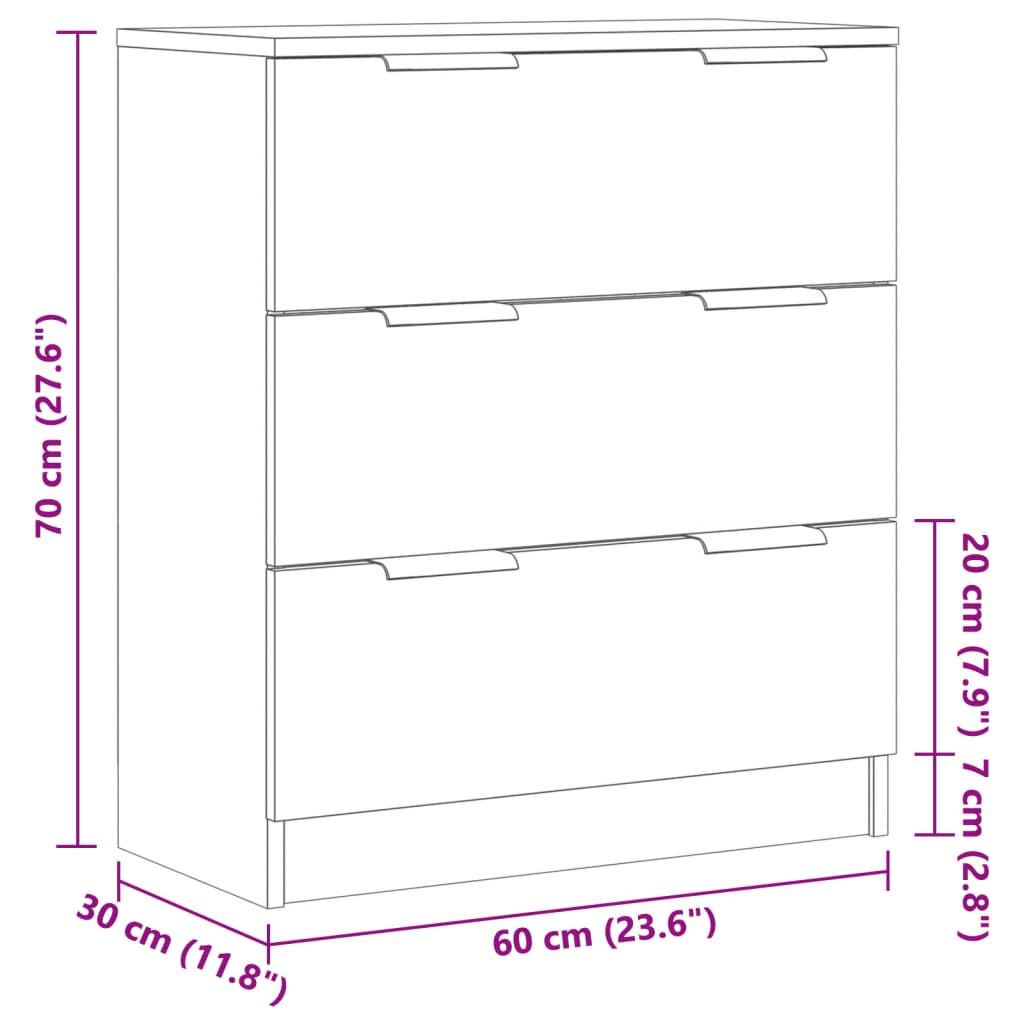 Komoda boja starog drva 60 x 30 x 70 cm od konstruiranog drva