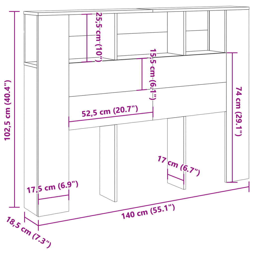 Uzglavni ormarić staro drvo 140x18,5x102,5 cm konstruirano drvo