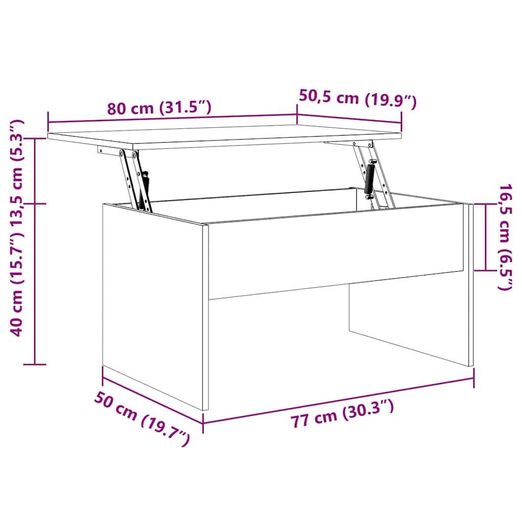 Stolić za kavu boja staro drvo 80x50,5x41,5cm konstruirano drvo