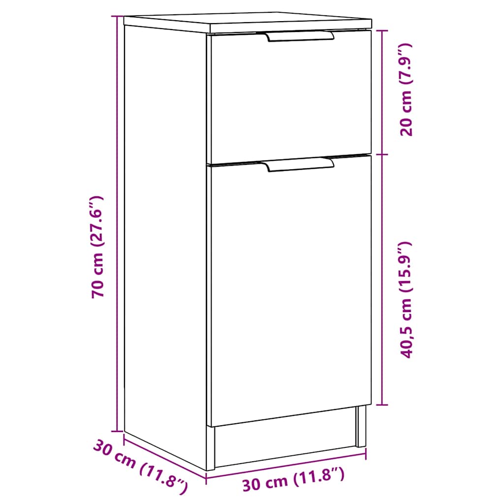 Komoda boja staro drvo 30 x 30 x 70 cm od konstruiranog drva