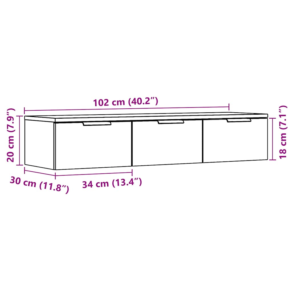 Zidni ormarić staro drvo 102x30x20 cm konstruirano drvo