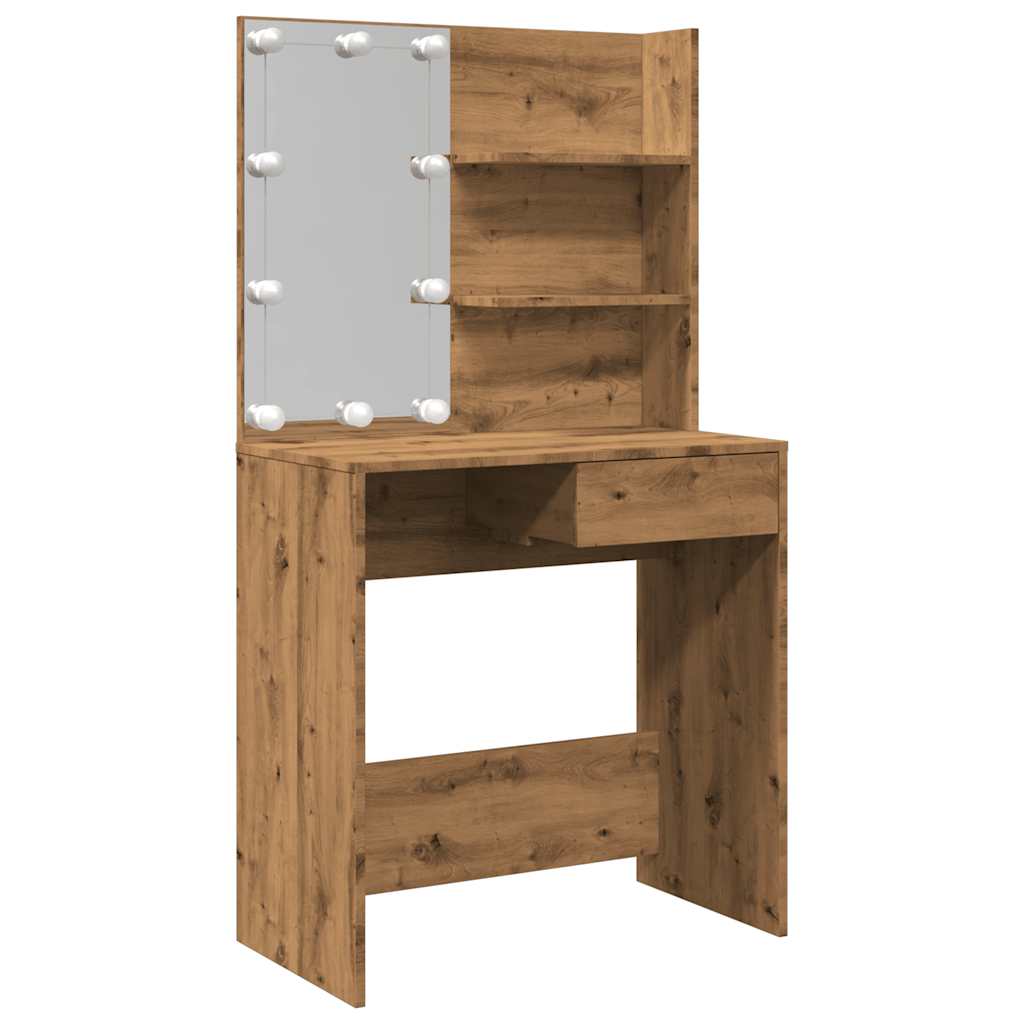 Toaletni stol s LED-om Artisan hrast 74,5x40x141 cm