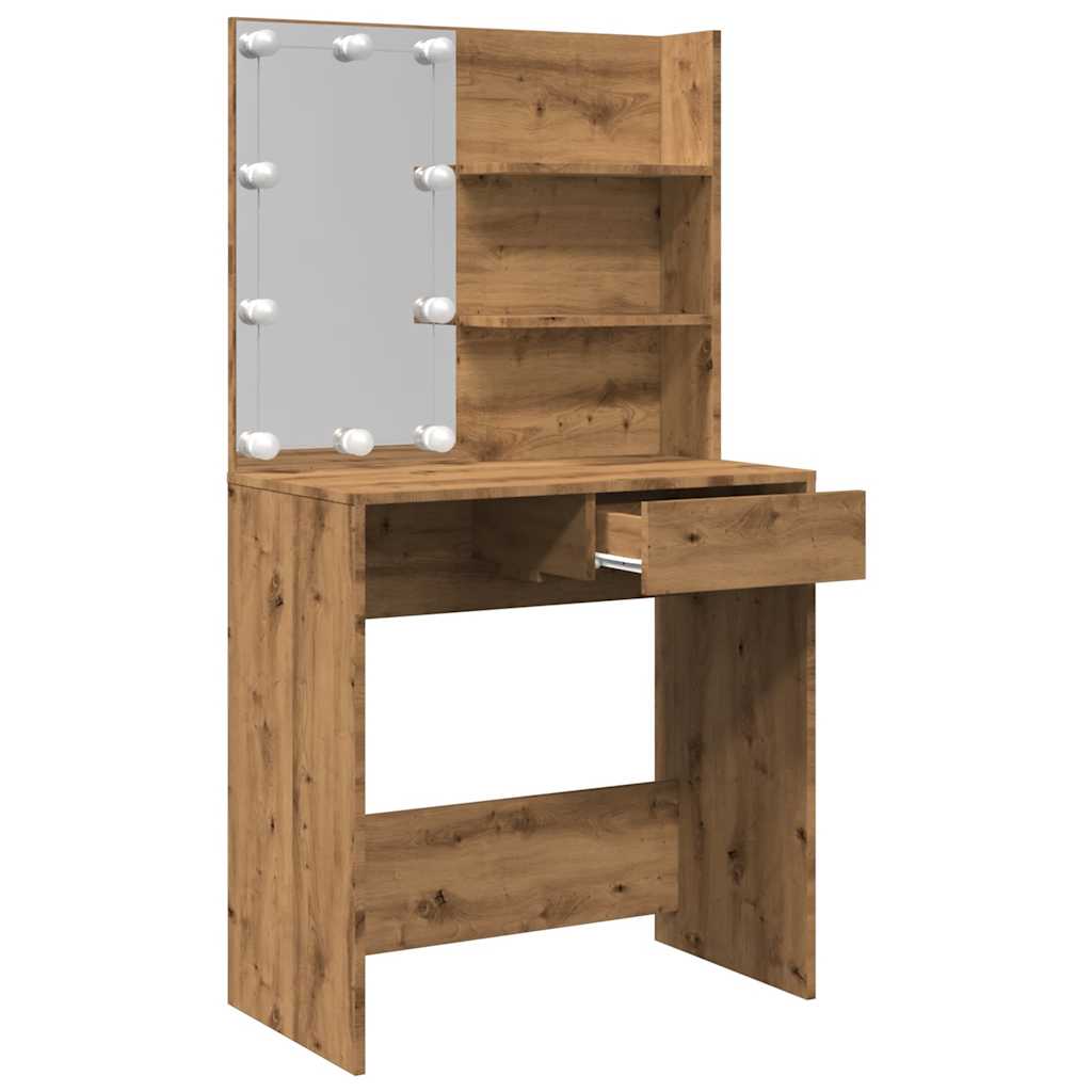 Toaletni stol s LED-om Artisan hrast 74,5x40x141 cm