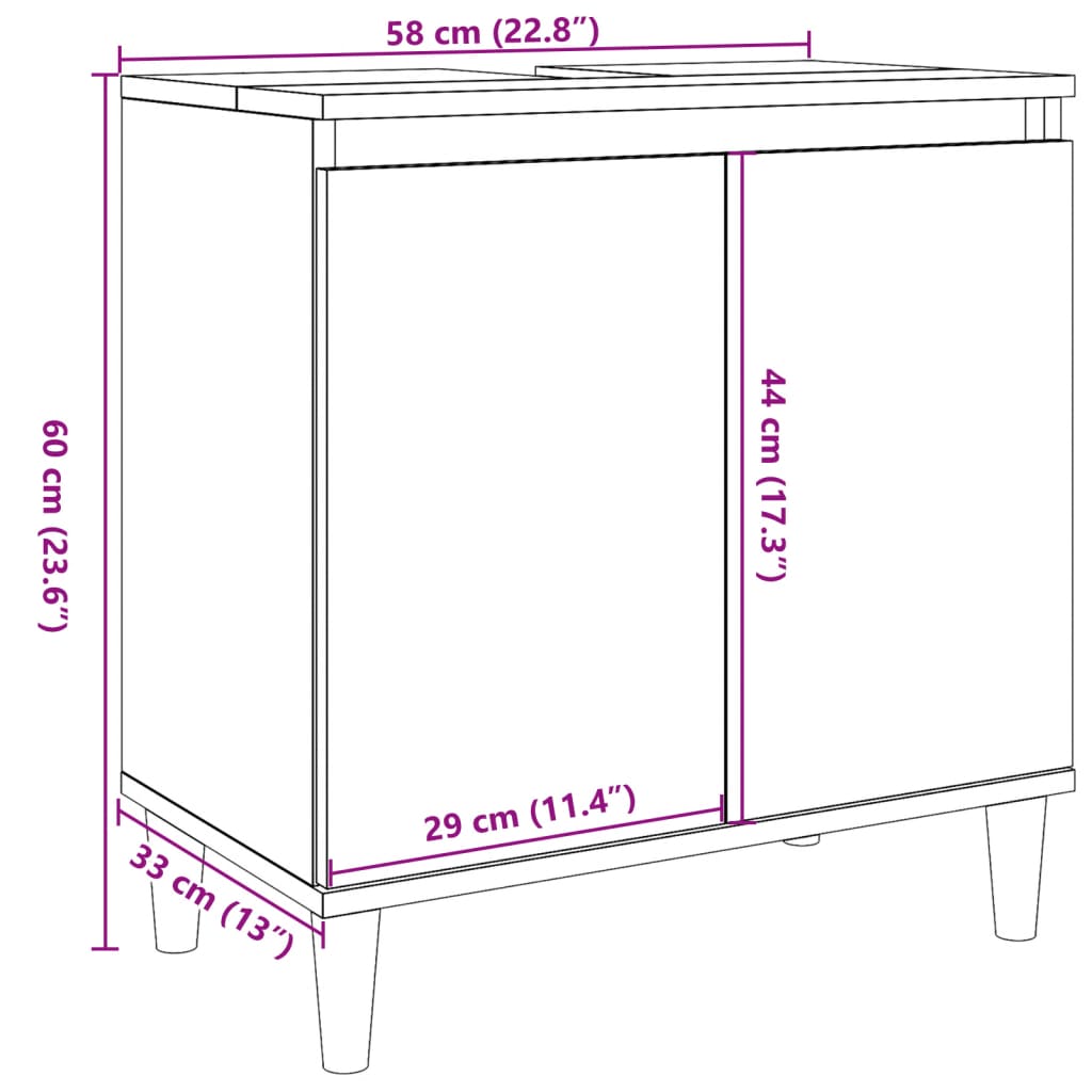 Ormarić za umivaonik boja drva 58x33x60 cm konstruirano drvo
