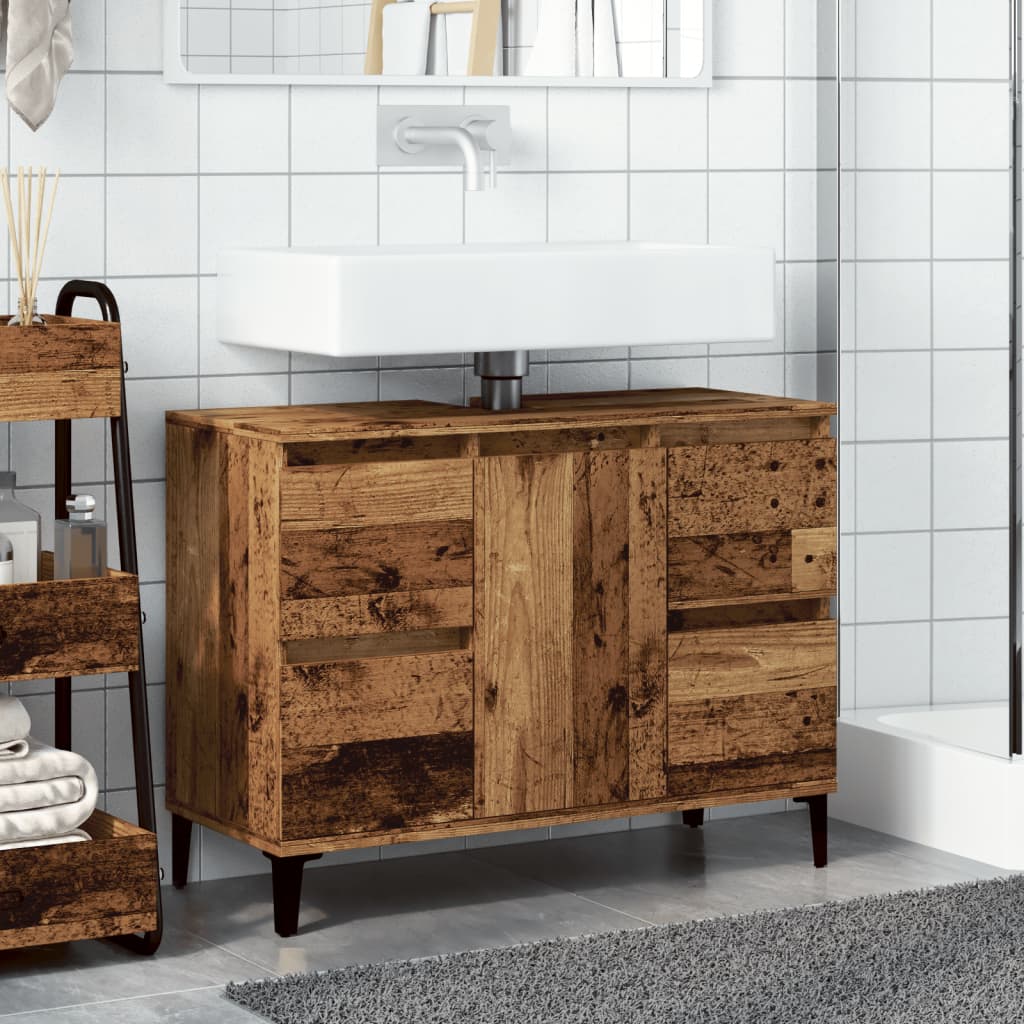 Ormarić za umivaonik boja drva 80x33x60 cm konstruirano drvo