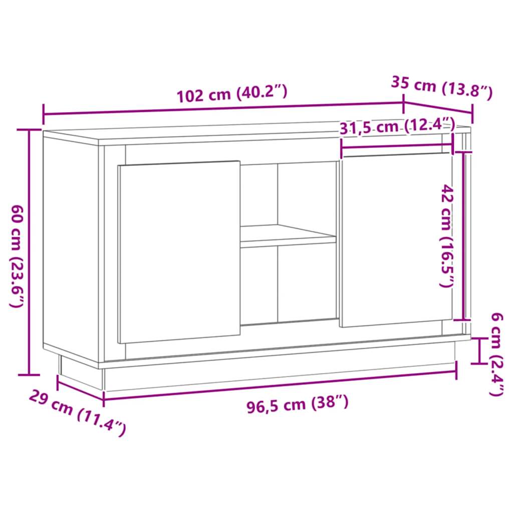 Komoda Artisan hrast 102x35x60 cm izrađeno drvo
