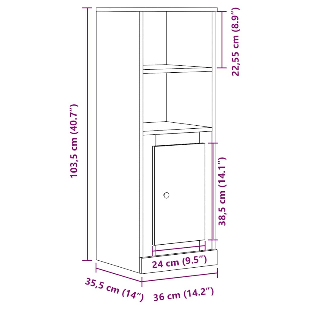 Visoka komoda boja hrasta 36x35,5x103,5 cm konstruiranog drva