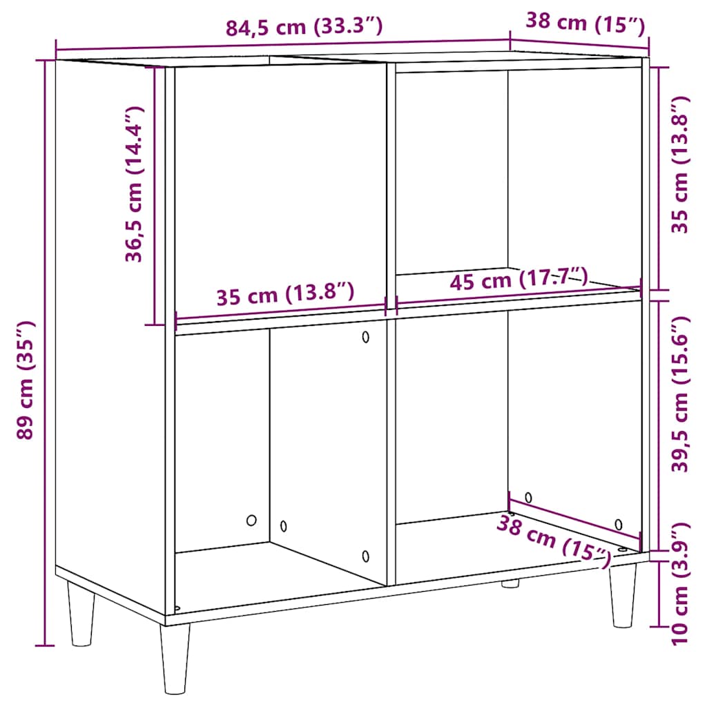 Ormarić za gramofone staro drvo 84,5x38x89 cm konstruirano drvo
