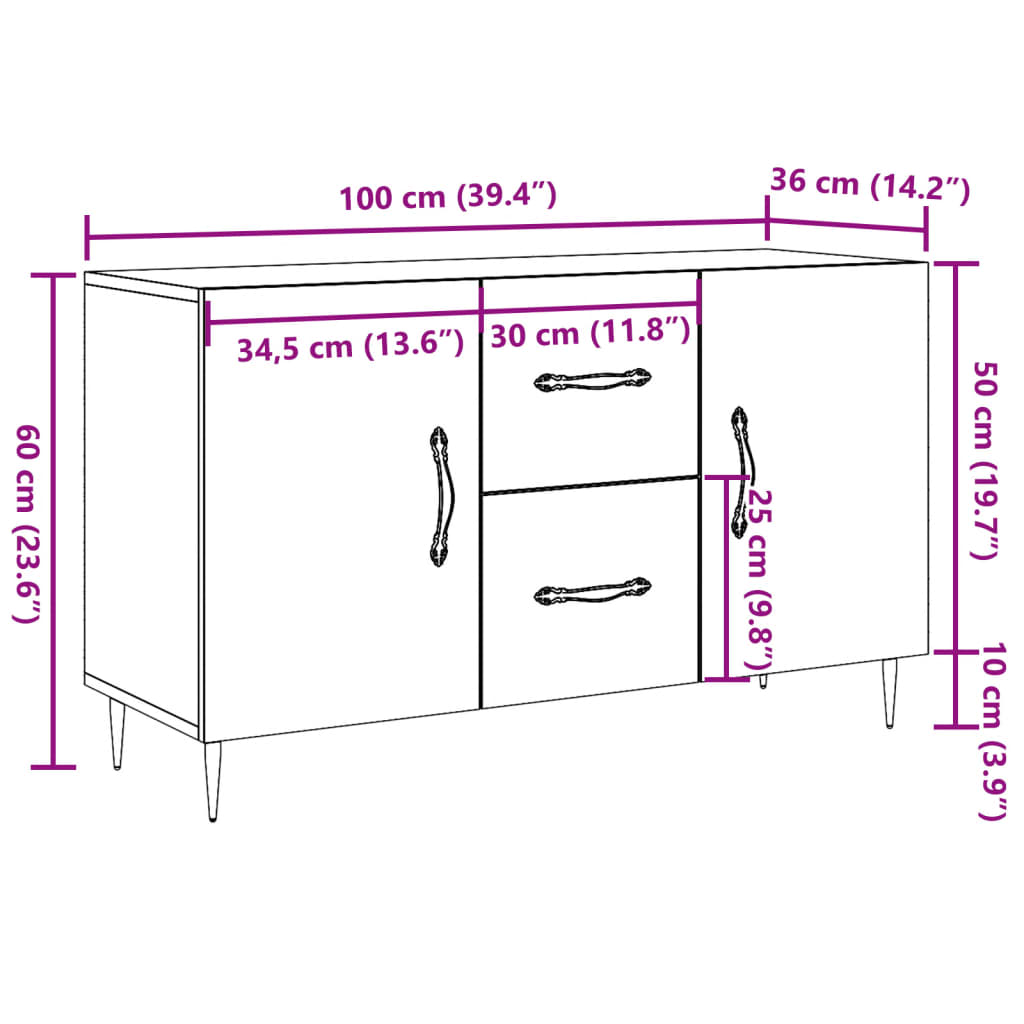 Komoda boja starog drva 100 x 36 x 60 cm od konstruiranog drva