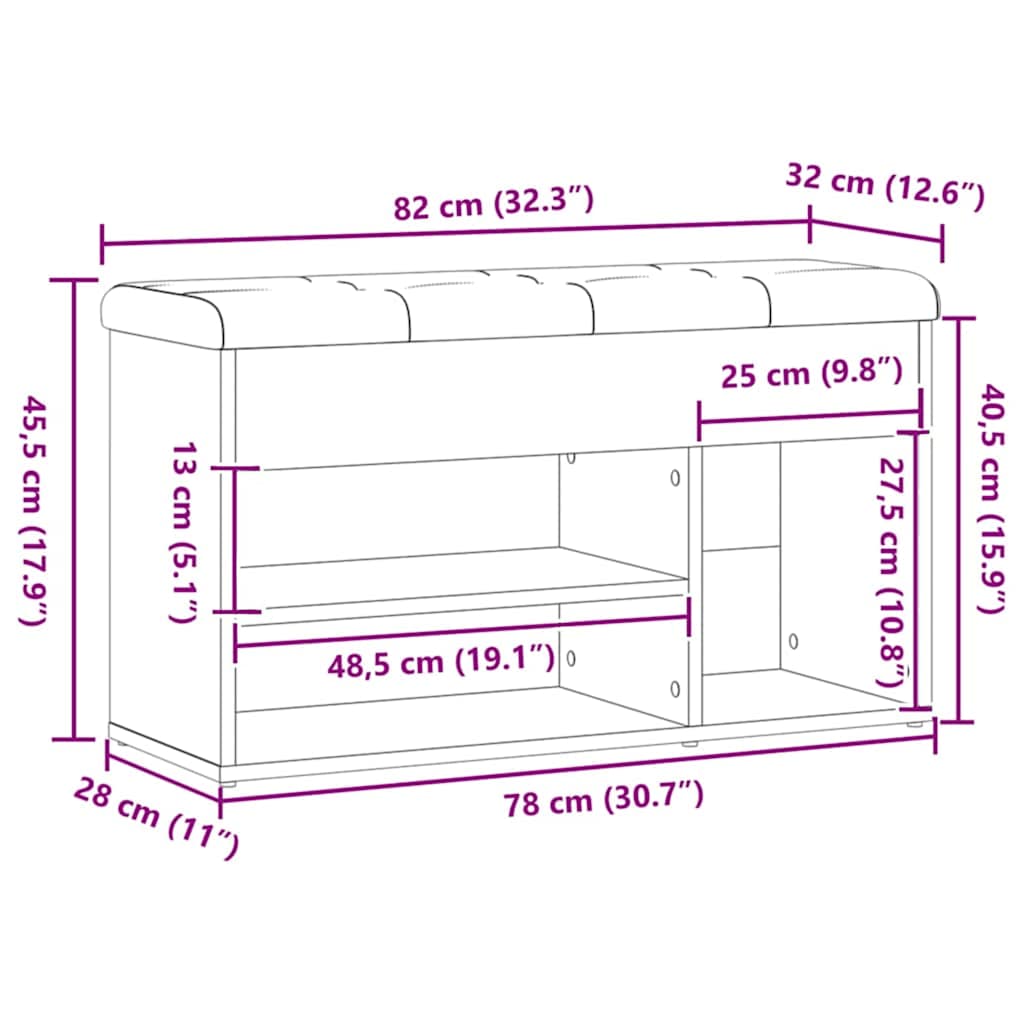 Klupa za cipele obrtnički hrast 82x32x45,5 cm izrađeno drvo