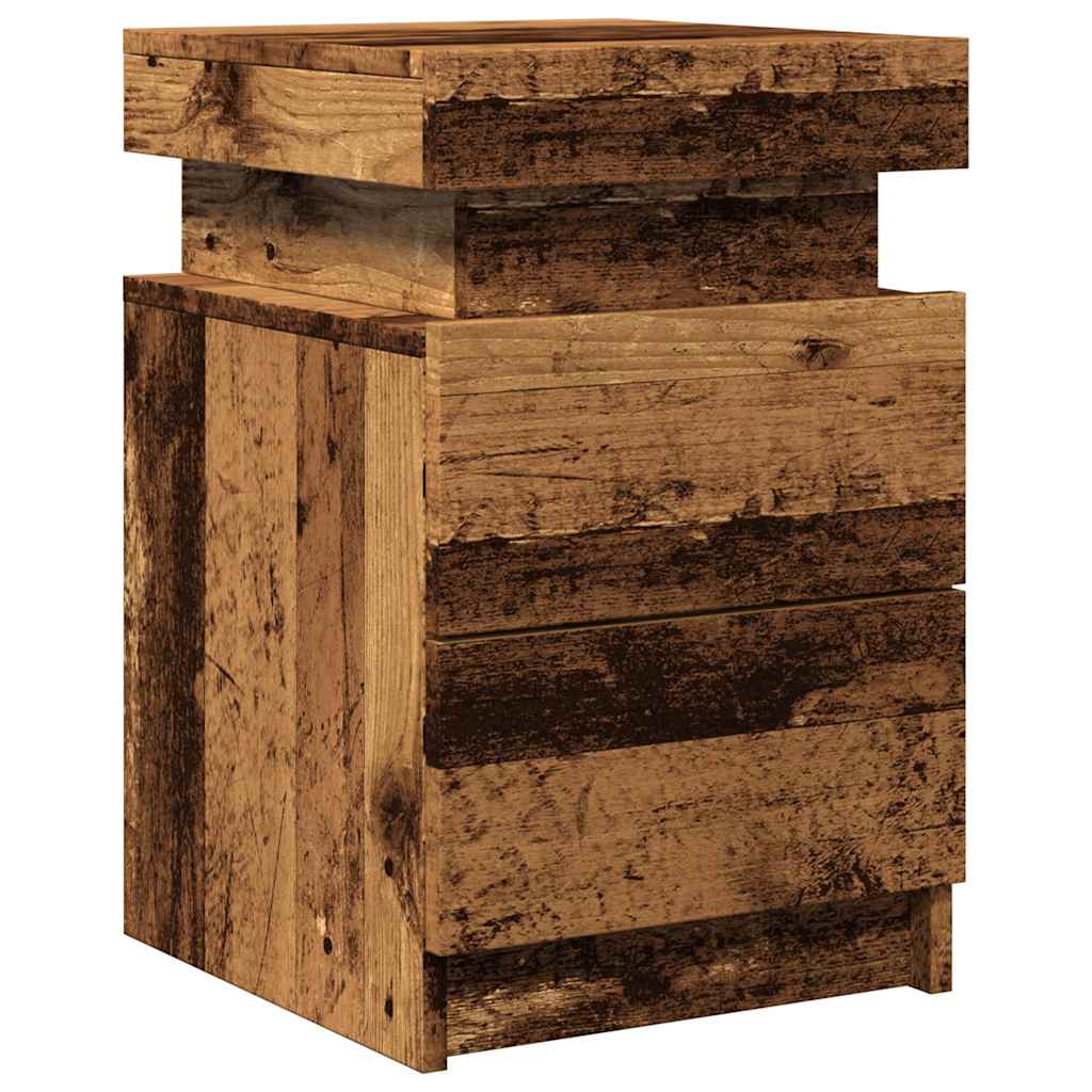 Noćni ormarić s LED boja drva 35x39x55 cm konstruirano drvo