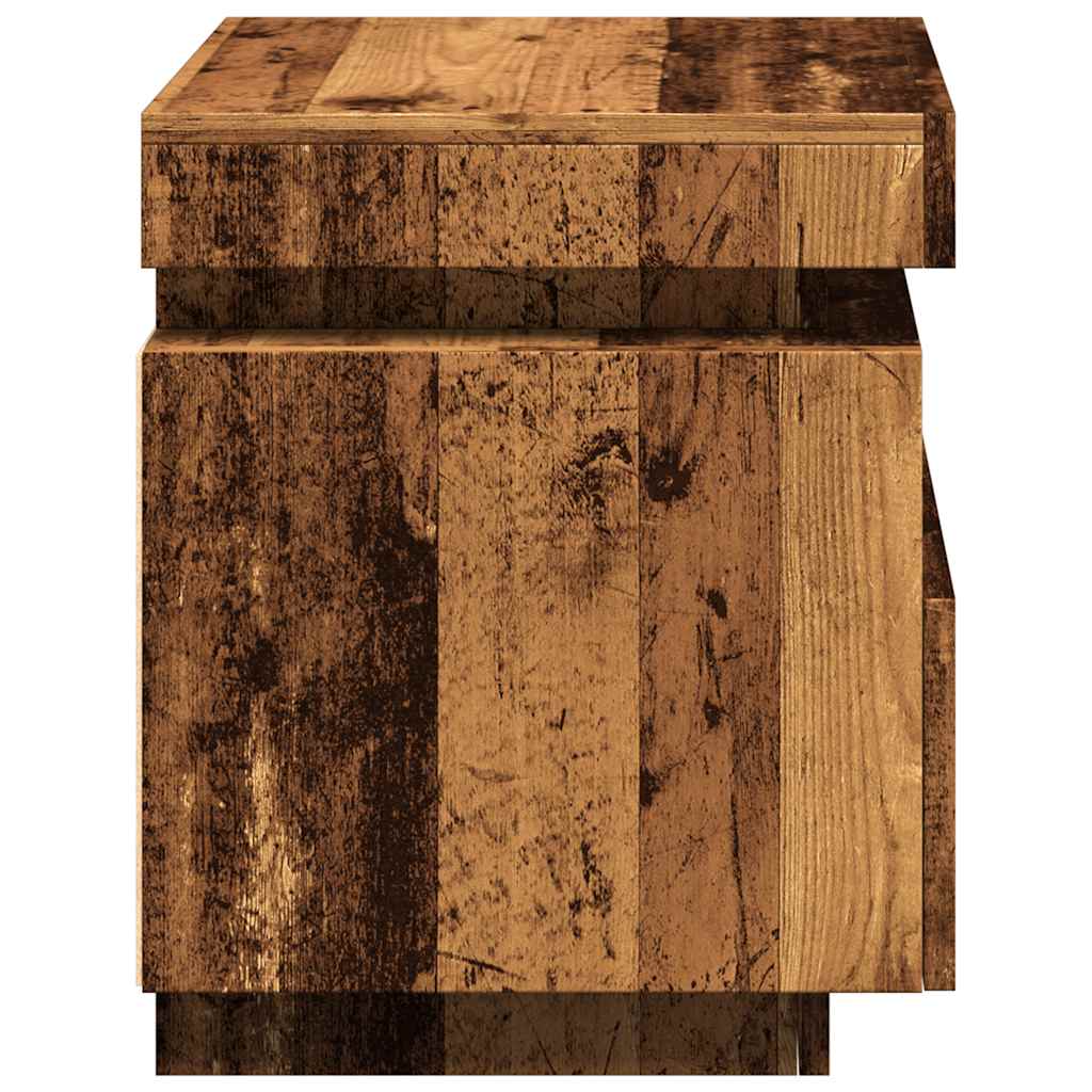 Noćni ormarići s LED svjetlima 2 kom Staro drvo 40x39x48,5 cm