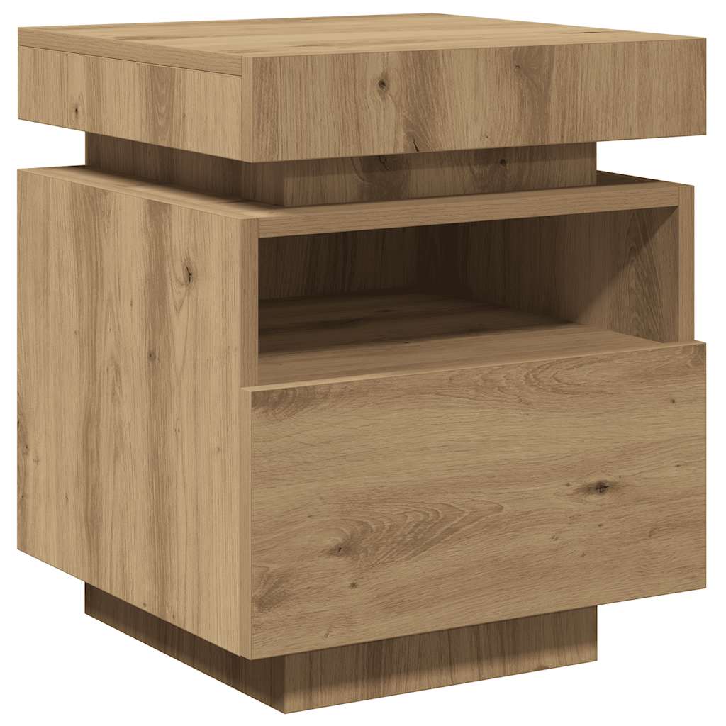 Noćni ormarić s LED svjetlima Artisan hrast 40x39x48,5 cm