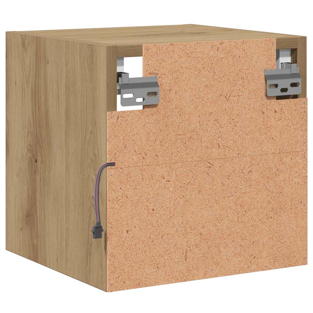 TV zidni ormarić s LED svjetlima Artisan hrast 30x28,5x30 cm