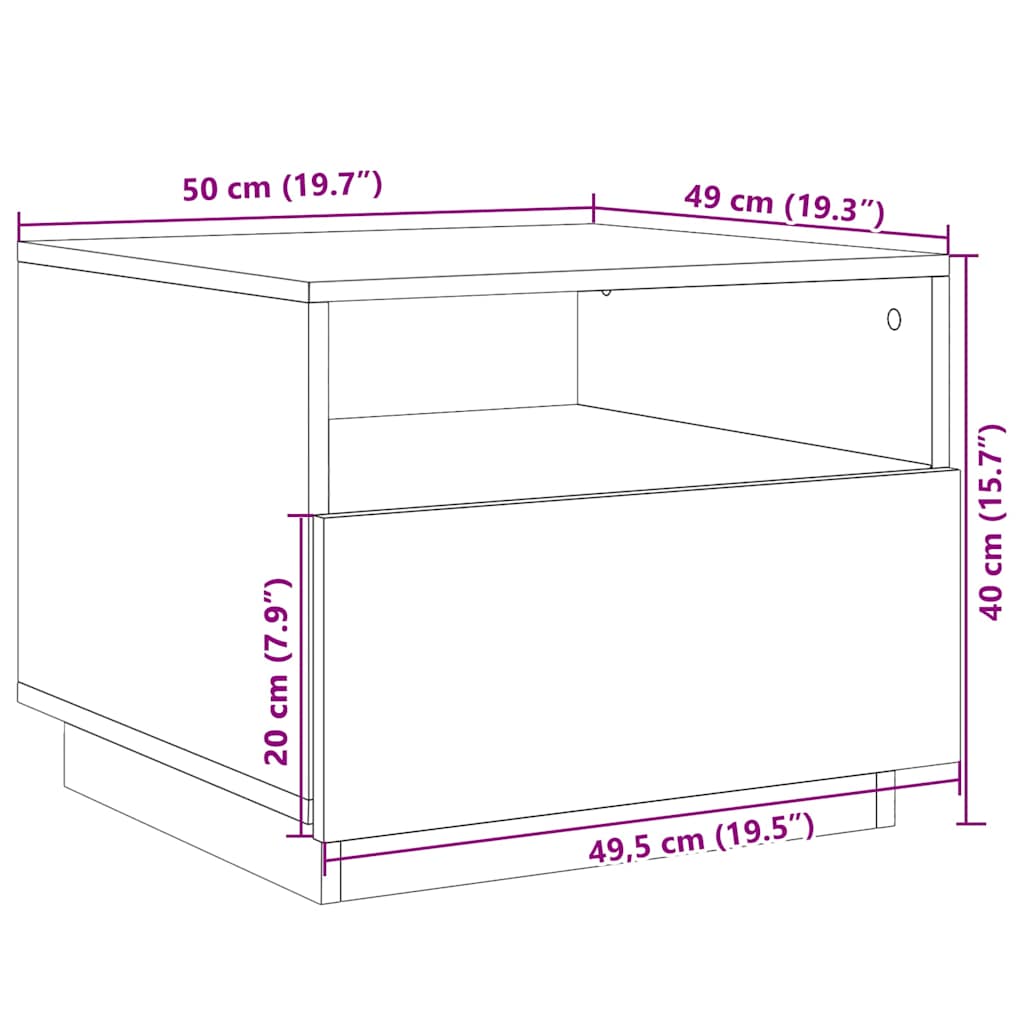 Stolić za kavu s LED svjetlima boja starog drva 50 x 49 x 40 cm