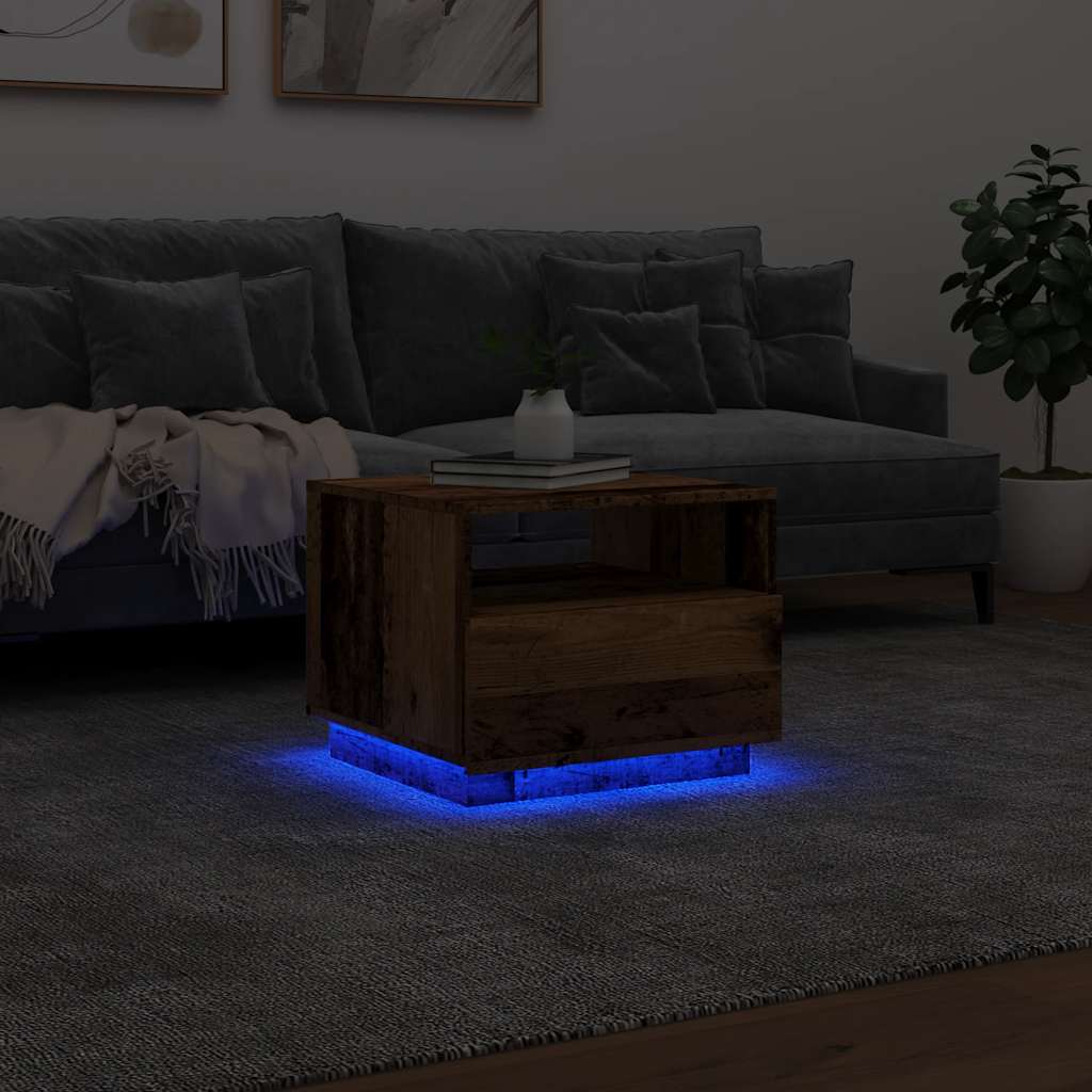 Stolić za kavu s LED svjetlima boja starog drva 50 x 49 x 40 cm