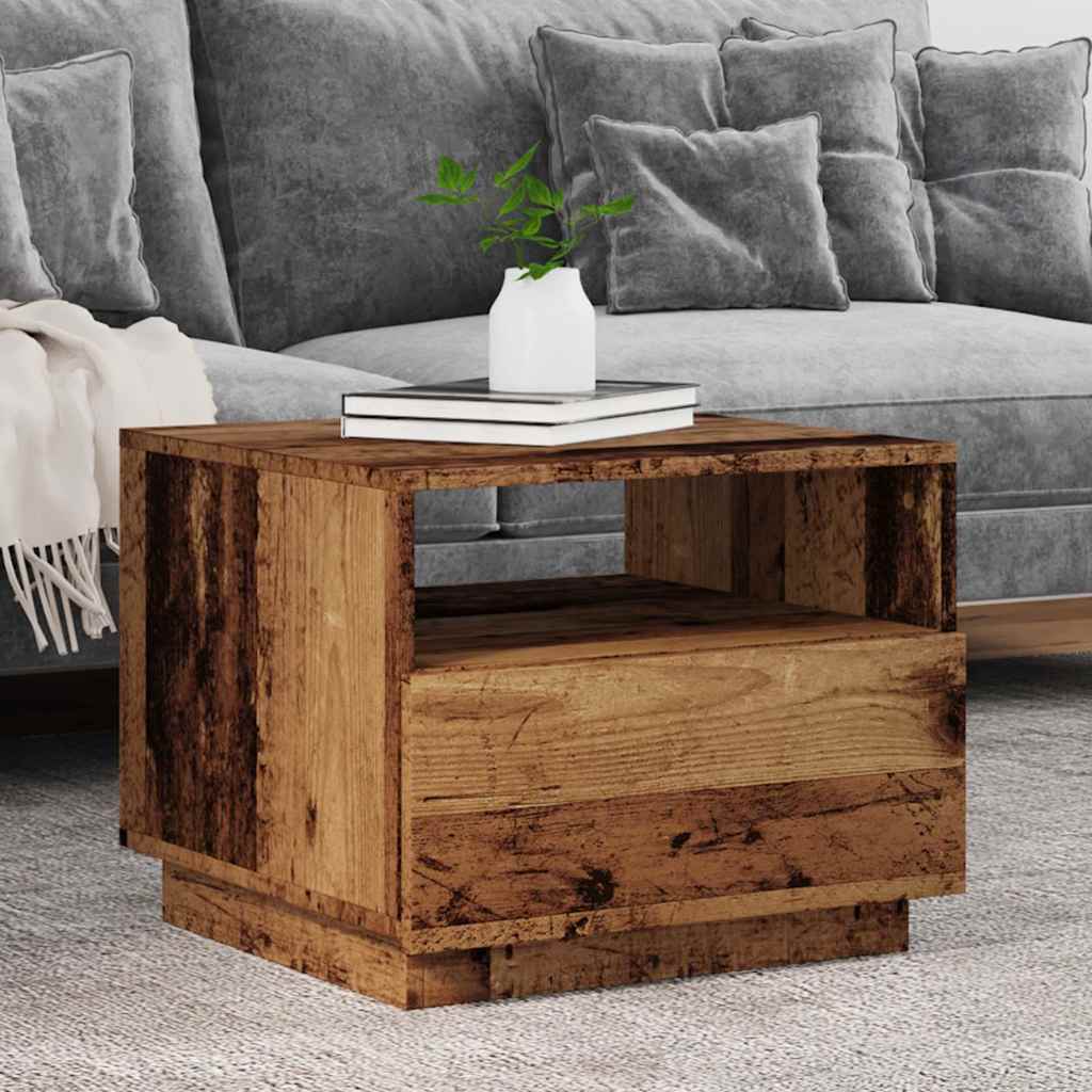 Stolić za kavu s LED svjetlima boja starog drva 50 x 49 x 40 cm
