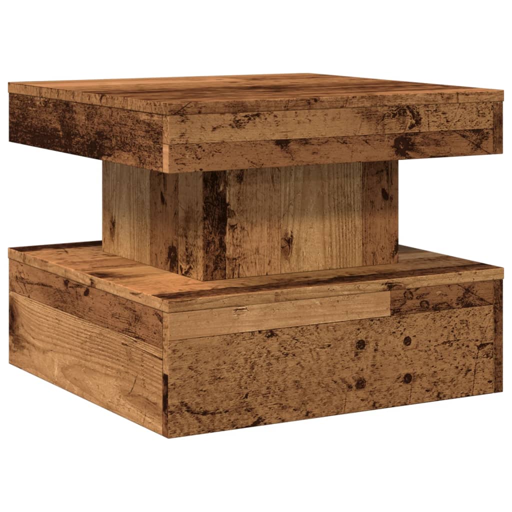 Stolić za kavu s LED svjetlima boja staro drvo 50 x 50 x 40 cm