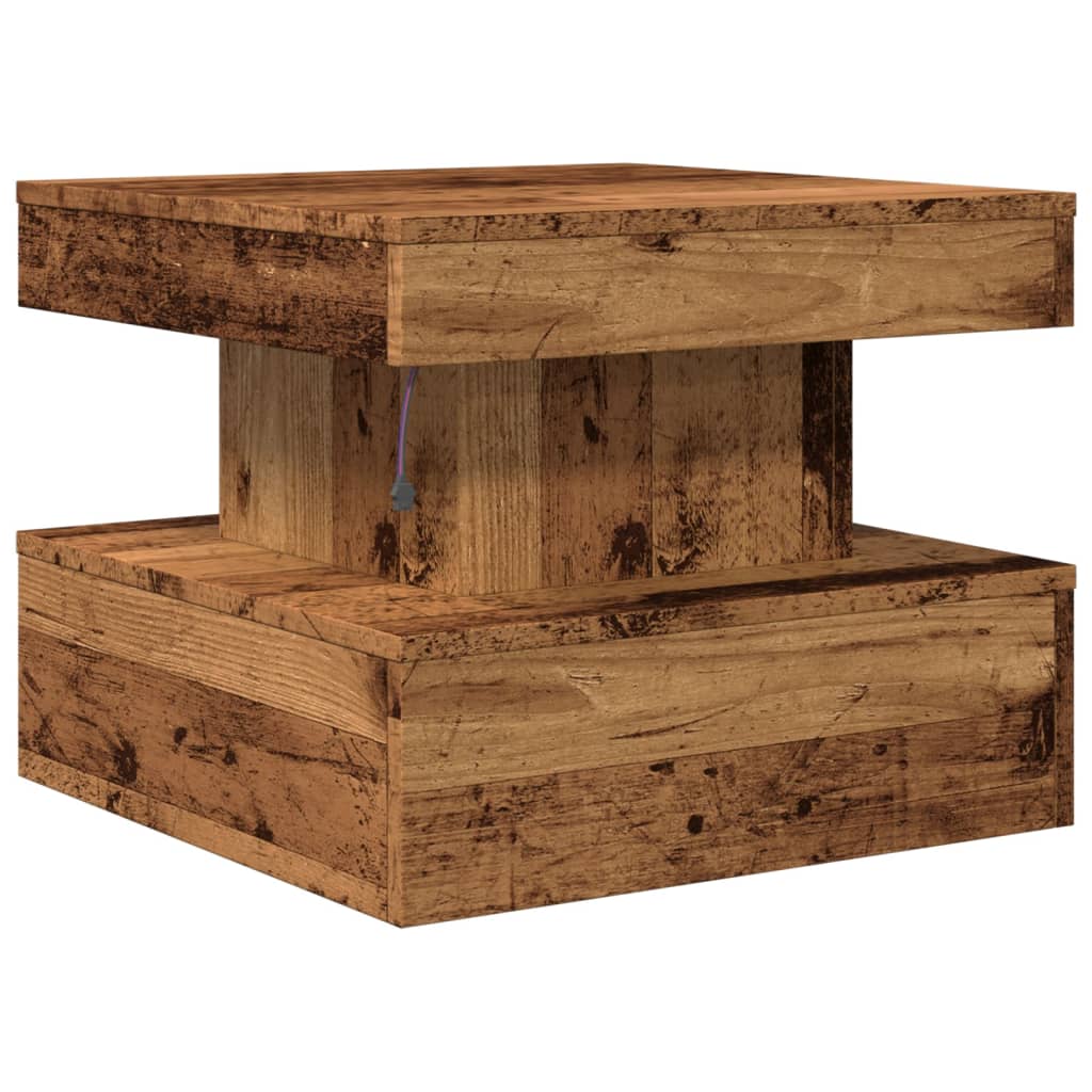 Stolić za kavu s LED svjetlima boja staro drvo 50 x 50 x 40 cm