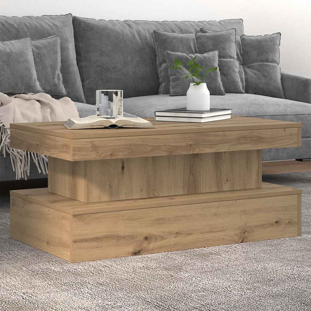 Stolić za kavu s LED svjetlima boja hrasta artisan 90x50x40 cm