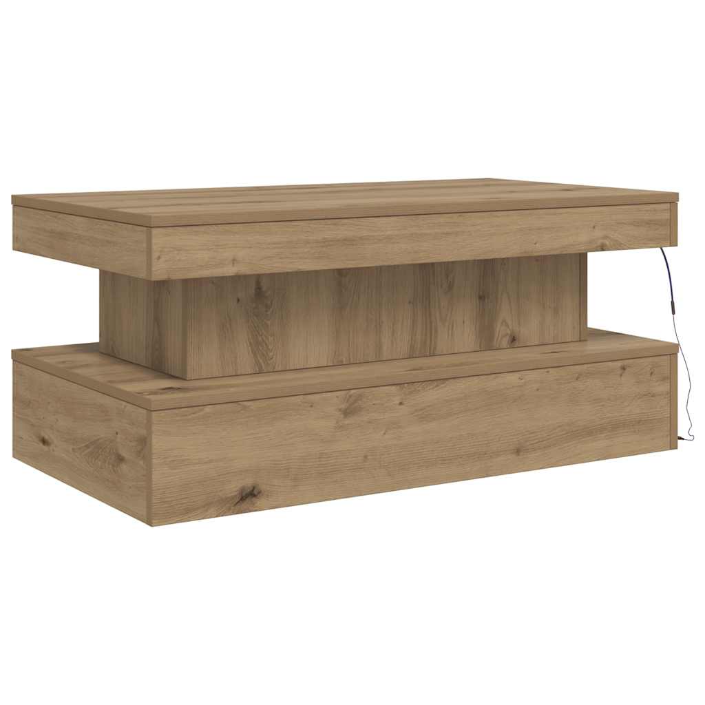 Stolić za kavu s LED svjetlima boja hrasta artisan 90x50x40 cm