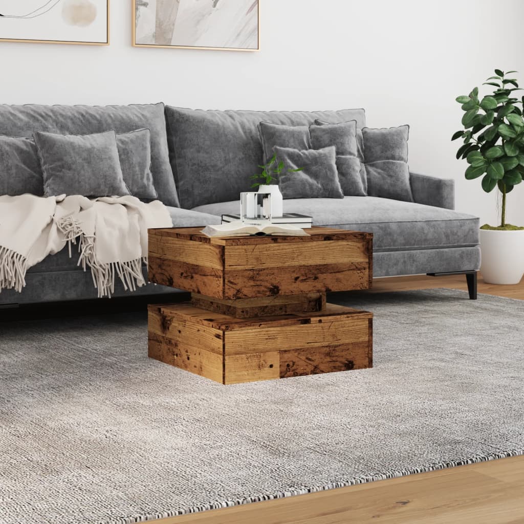 Stolić za kavu s LED svjetlima boja staro drvo 50 x 50 x 40 cm