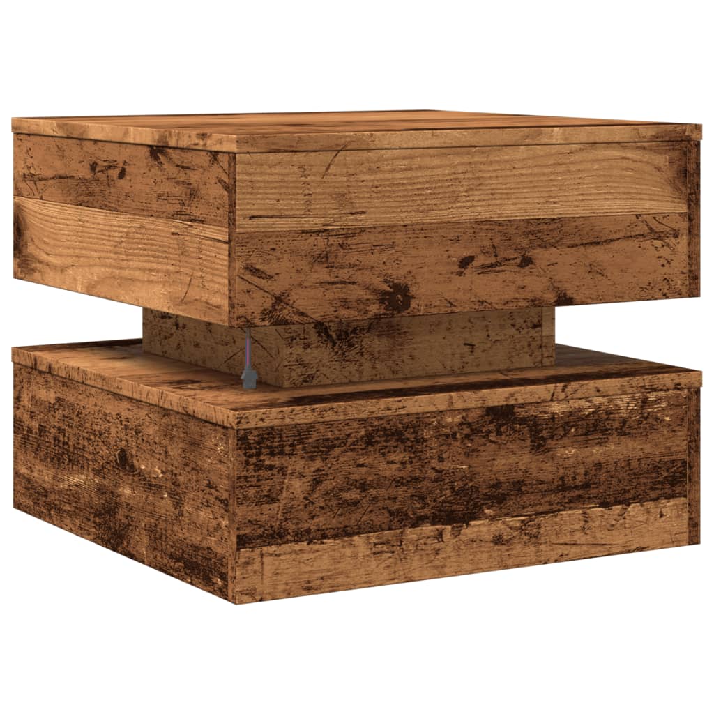 Stolić za kavu s LED svjetlima boja staro drvo 50 x 50 x 40 cm