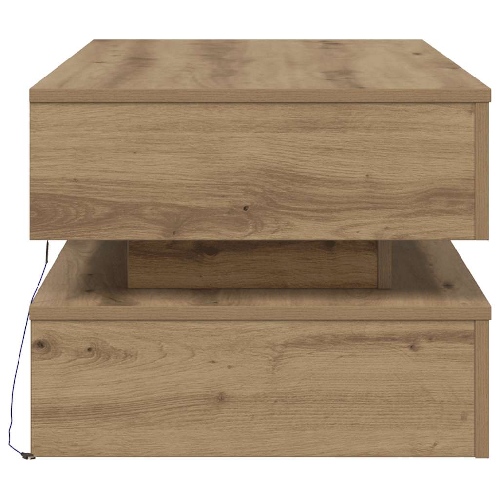 Stolić za kavu s LED svjetlima boja hrasta artisan 90x50x40 cm