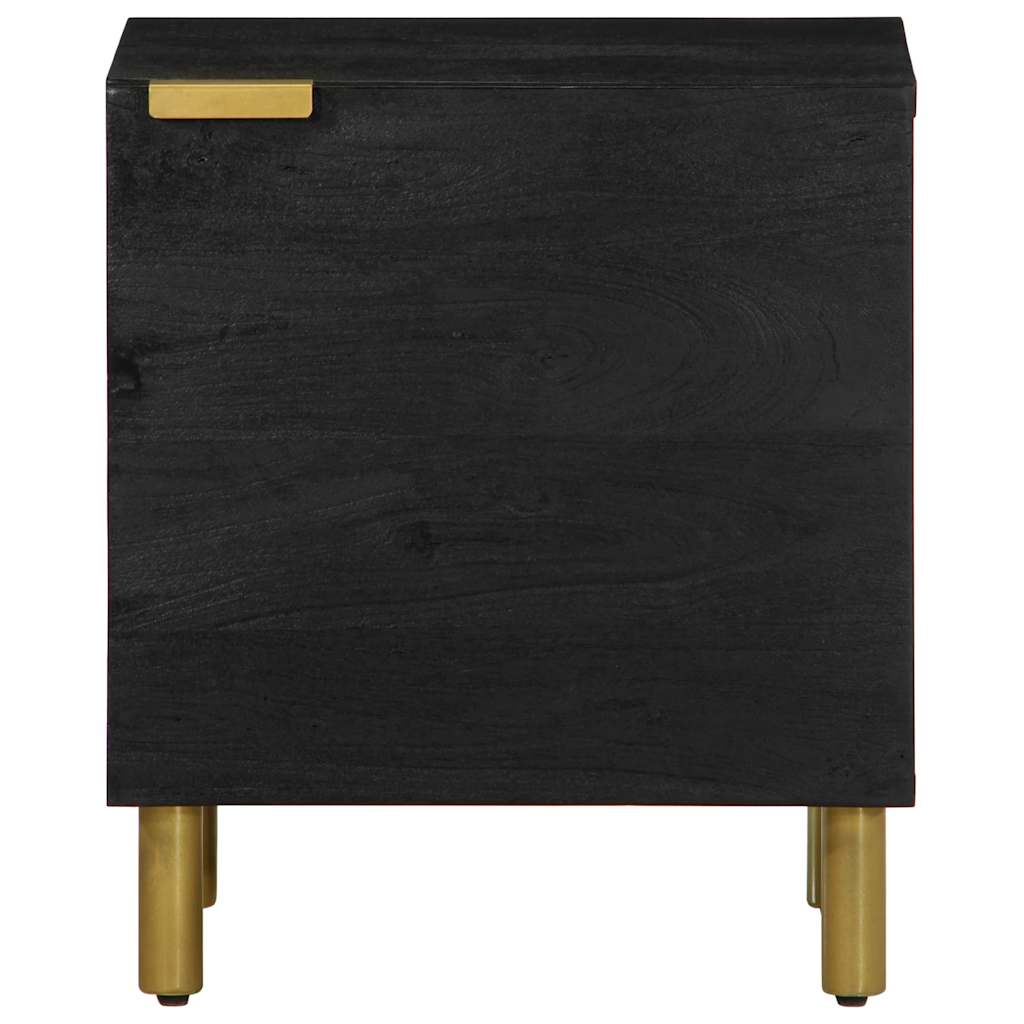 Noćni ormarići 2 kom crni 40x33x46 cm od masivnog drva manga