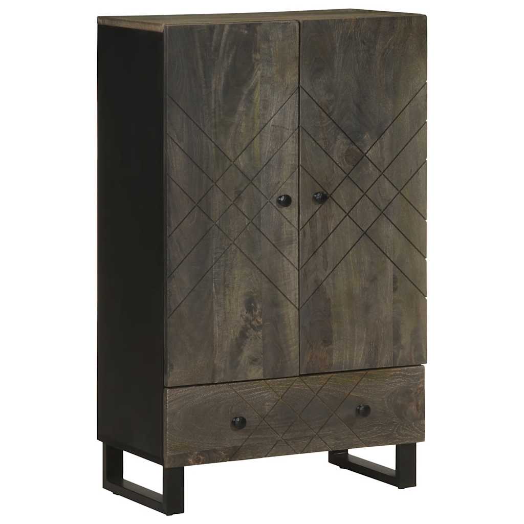 Visoka komoda crna 60 x 33 x 100 cm od masivnog drva manga