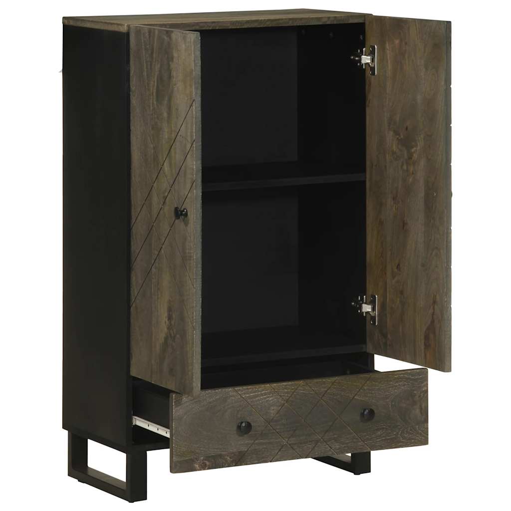 Visoka komoda crna 60 x 33 x 100 cm od masivnog drva manga