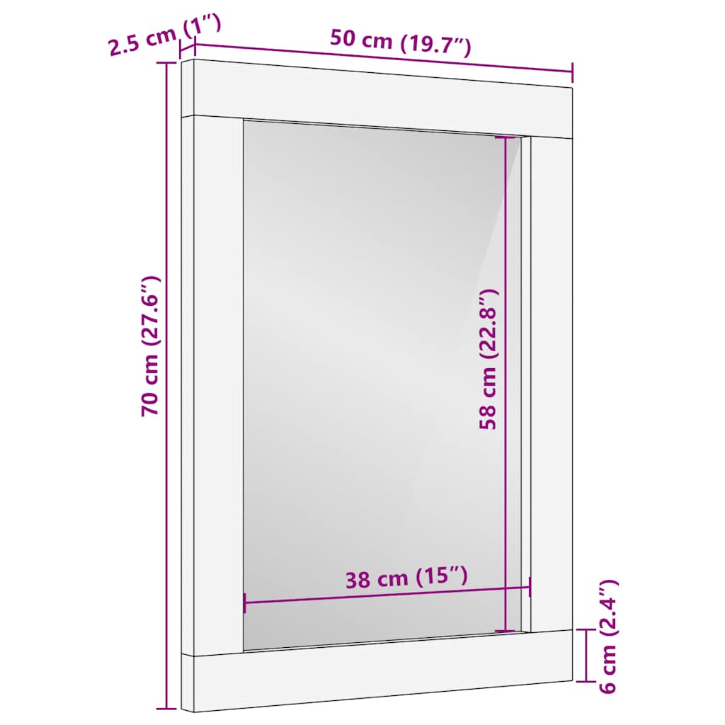 Ogledalo za kupaonicu 50x2,5x70 cm Puno drvo Mango